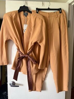 Worthington Tan Wrap Jacket with Tailored Trousers